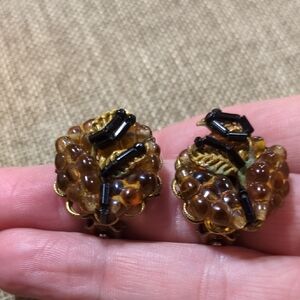 Vintage Brown And Black Clip On Earrings By Robert
